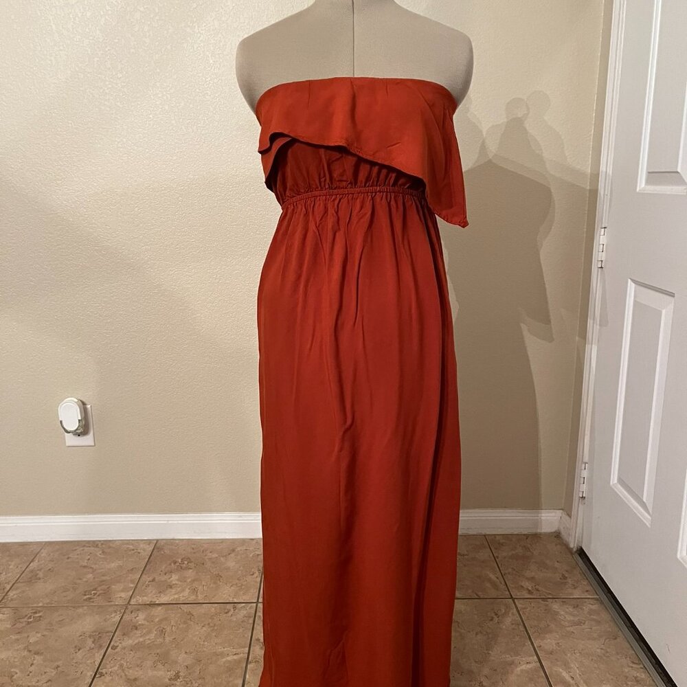 YaYa Club Rust/Burnt Orange Sleeveless Maxi Dress
